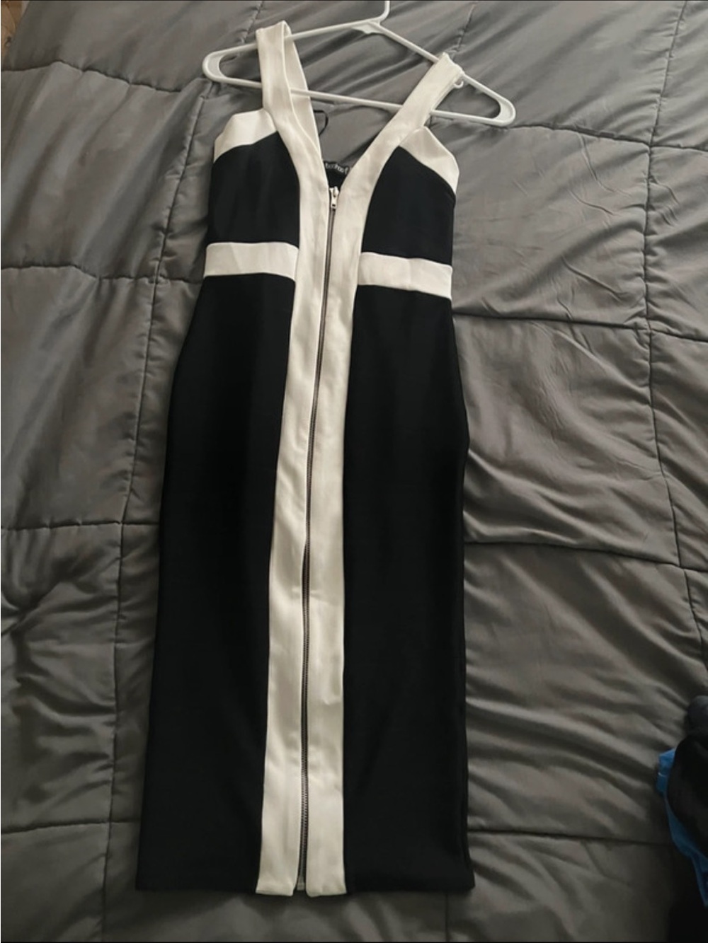 Boohoo Black and White Panelled Midi Dress